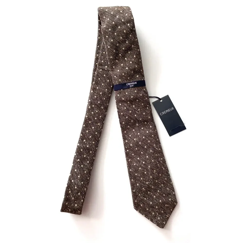 Daniel Cremieux Neck Tie Nwt Silk Wool Made in Italy Slim Skinny Dot Tie